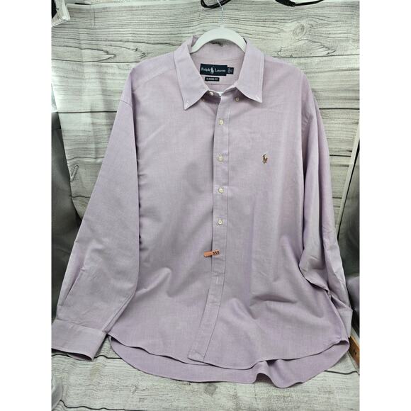 Ralph Lauren Purple Long Sleeve Button Down Shirt Classic Fit Size 17 34/35 - Picture 1 of 6